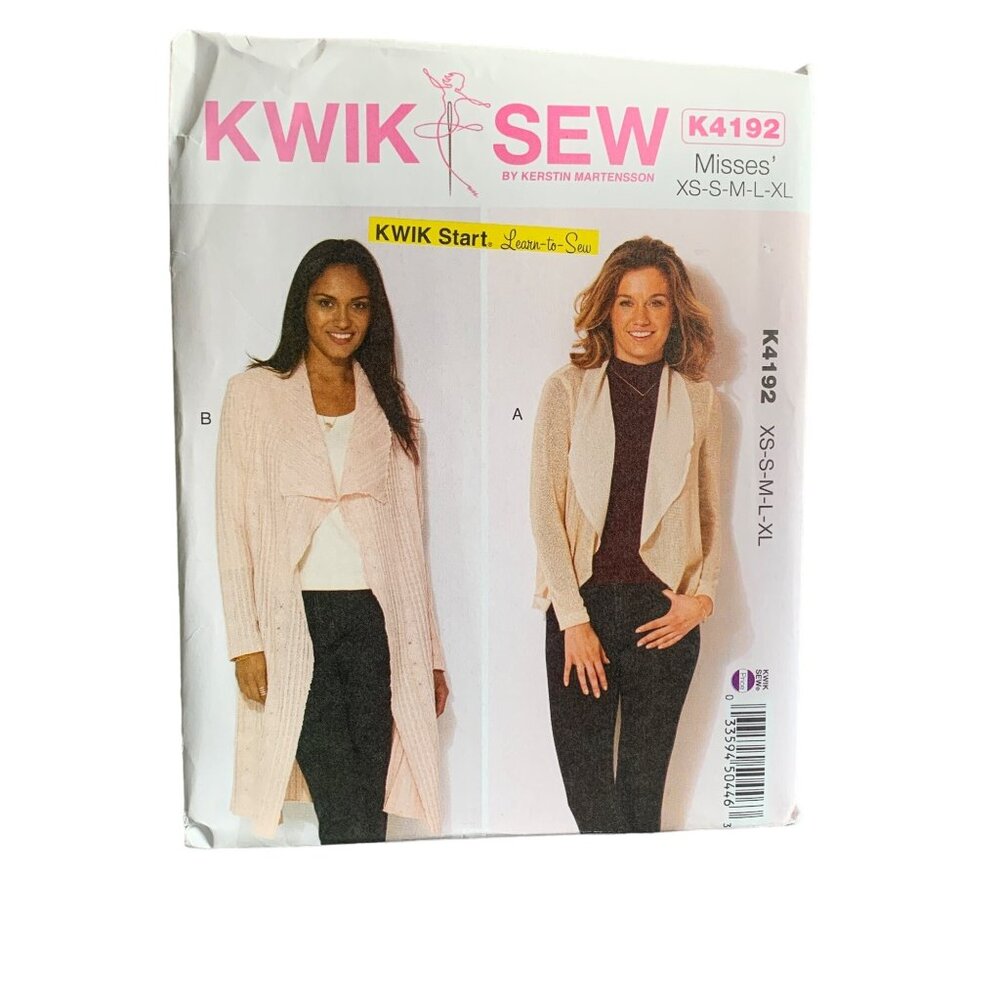 Kwik Sewing Pattern K4192 Misses Cardigans XS-XL uncut